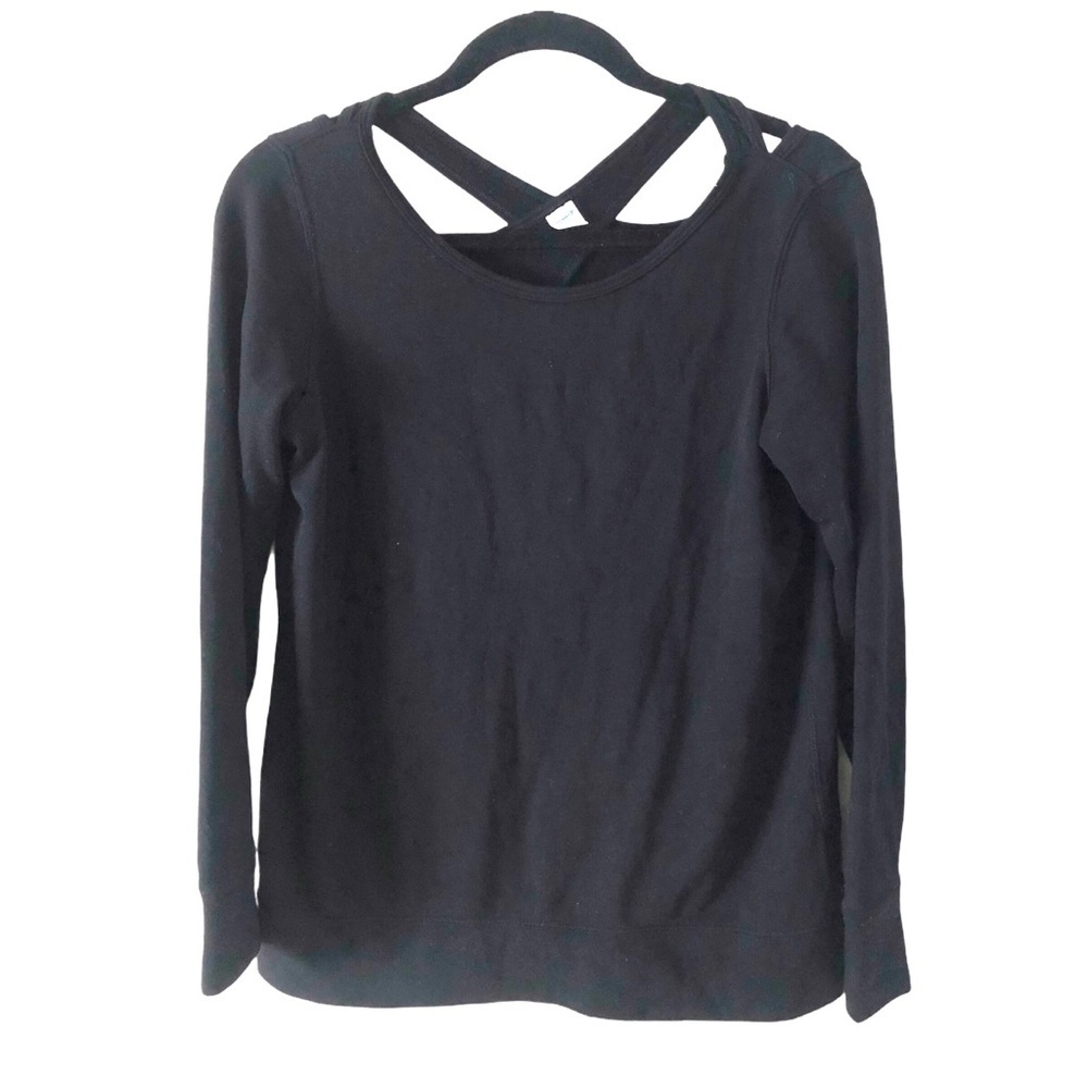 Old Navy Active Black Cris Cross Cotton Blend Athletic Top XS Athleisure Workout